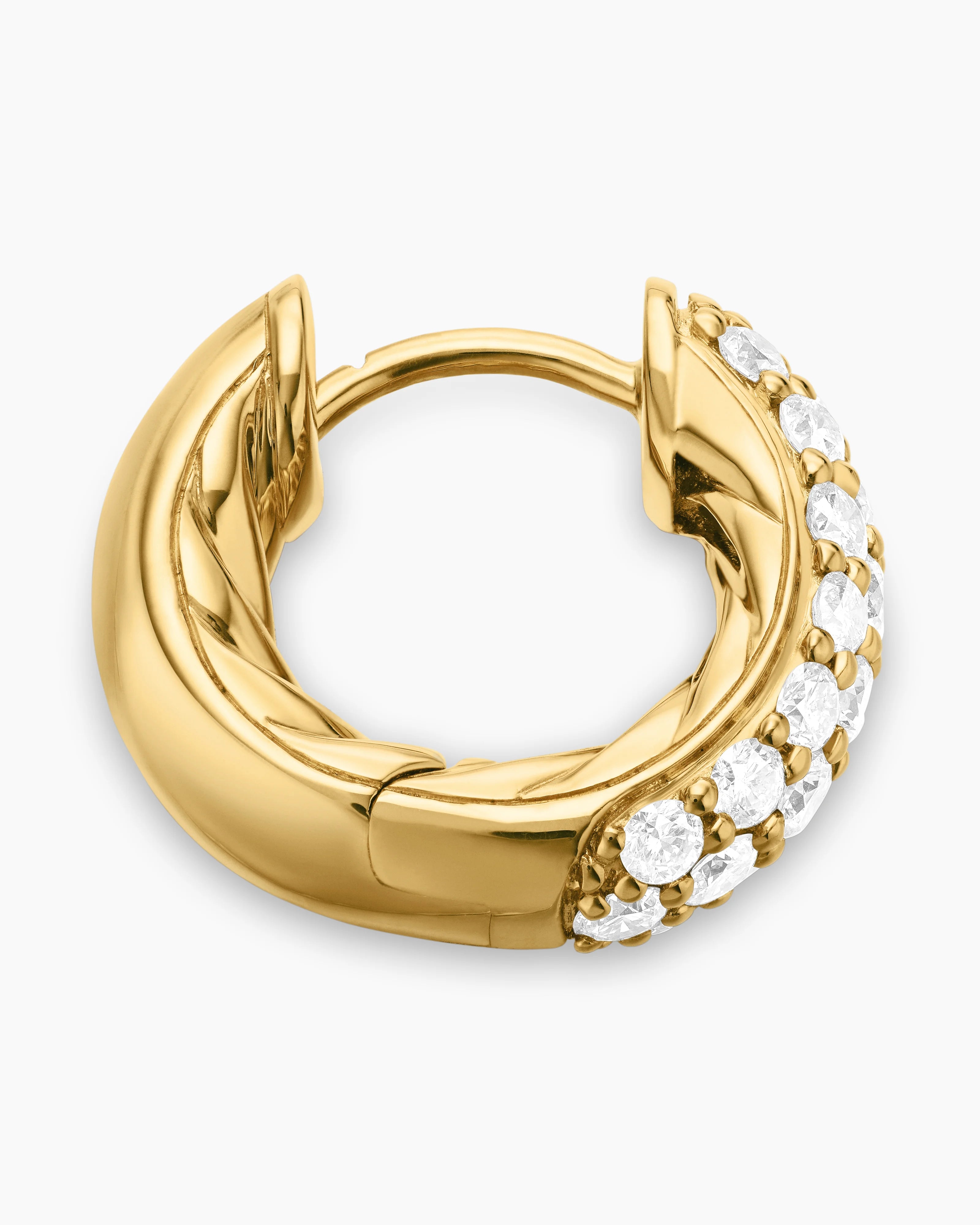 DY MERCER® MICRO HOOP EARRINGS 18K Yellow Gold with Diamonds, 13.5mm