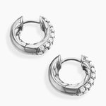 DY Mercer® Micro Hoop Earrings Sterling Silver with Diamonds, 13.5mm
