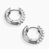 DY Mercer® Micro Hoop Earrings Sterling Silver with Diamonds, 13.5mm