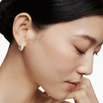 DY Mercer® Micro Hoop Earrings Sterling Silver with Diamonds, 13.5mm