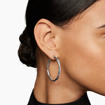 Infinity Hoop Earrings in Sterling Silver with Diamonds, 42mm
