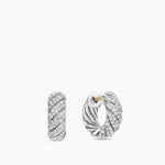SCULPTED CABLE HOOP EARRINGS Sterling Silver with Diamonds, 14.4mm
