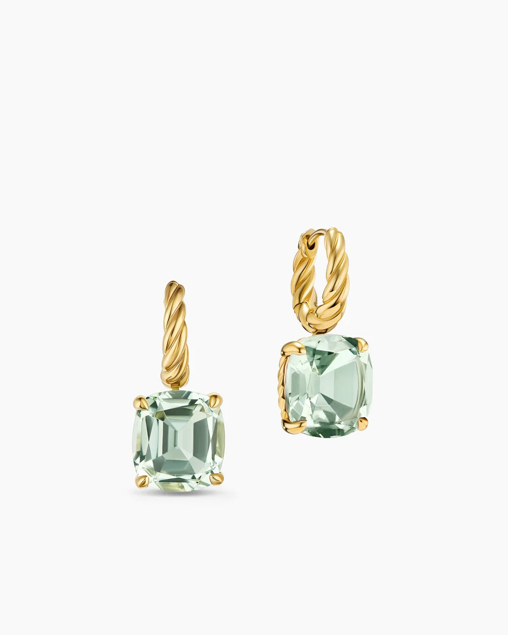 Marbella Drop Earrings 18K Yellow Gold with Prasiolite, 11mm