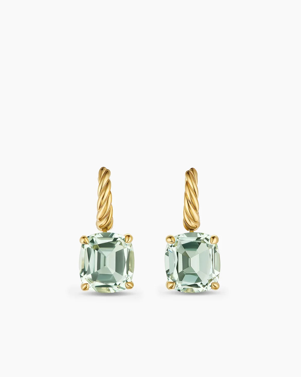 Marbella Drop Earrings 18K Yellow Gold with Prasiolite, 11mm