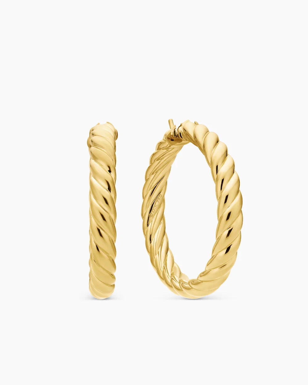 Sculpted Cable Hoop Earrings 18K Yellow Gold, 38mm