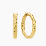 Sculpted Cable Hoop Earrings 18K Yellow Gold, 38mm