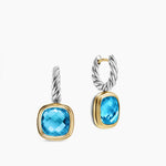 ALBION® DROP EARRINGS Sterling Silver with 18K Yellow Gold and Blue Topaz, 10mm
