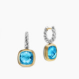 ALBION® DROP EARRINGS Sterling Silver with 18K Yellow Gold and Blue Topaz, 10mm