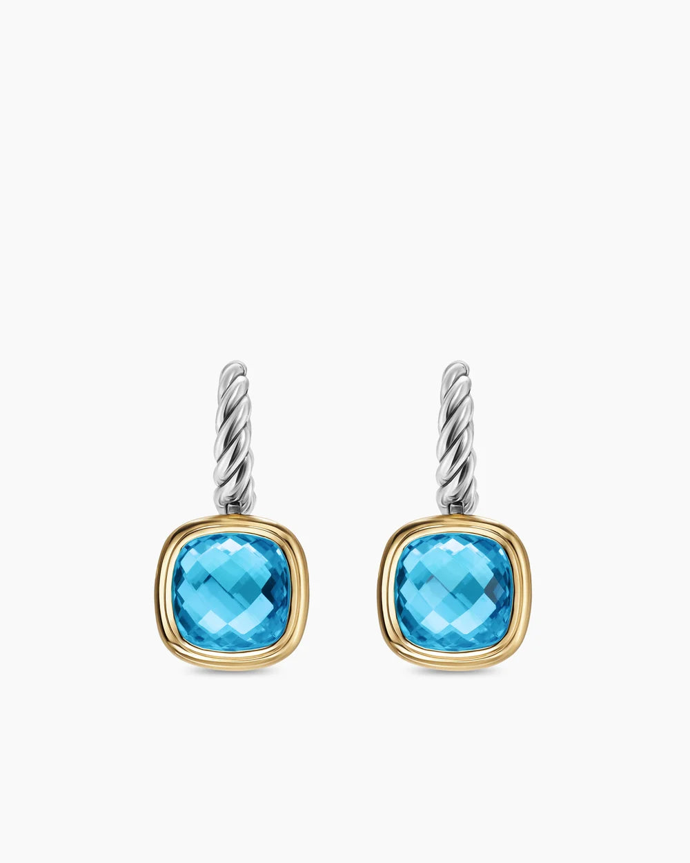 ALBION® DROP EARRINGS Sterling Silver with 18K Yellow Gold and Blue Topaz, 10mm