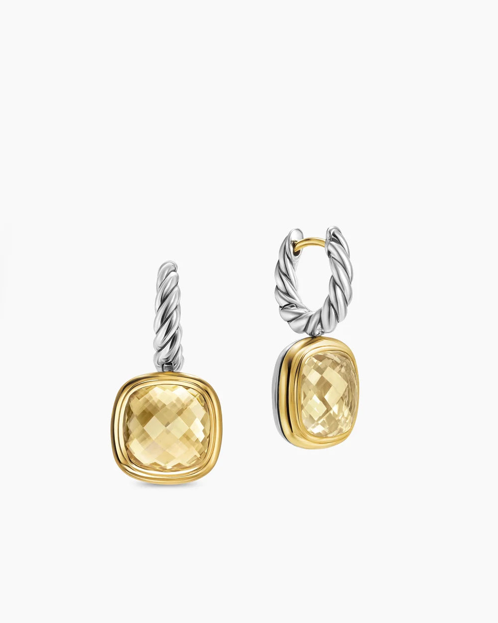 ALBION® DROP EARRINGS Sterling Silver with 18K Yellow Gold and Champagne Citrine, 10mm
