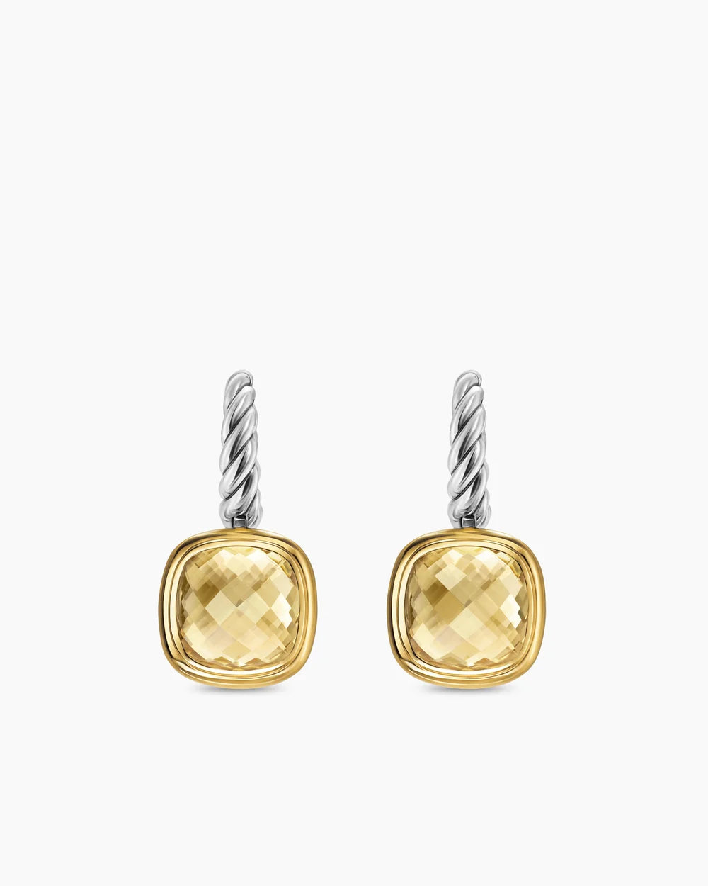 ALBION® DROP EARRINGS Sterling Silver with 18K Yellow Gold and Champagne Citrine, 10mm