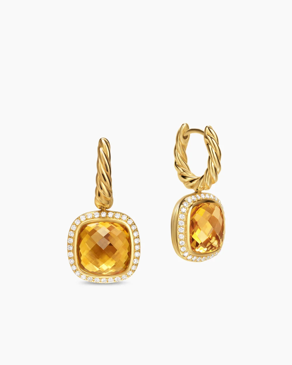 ALBION® DROP EARRINGS 18K Yellow Gold with Citrine and Diamonds, 10mm