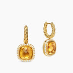 ALBION® DROP EARRINGS 18K Yellow Gold with Citrine and Diamonds, 10mm