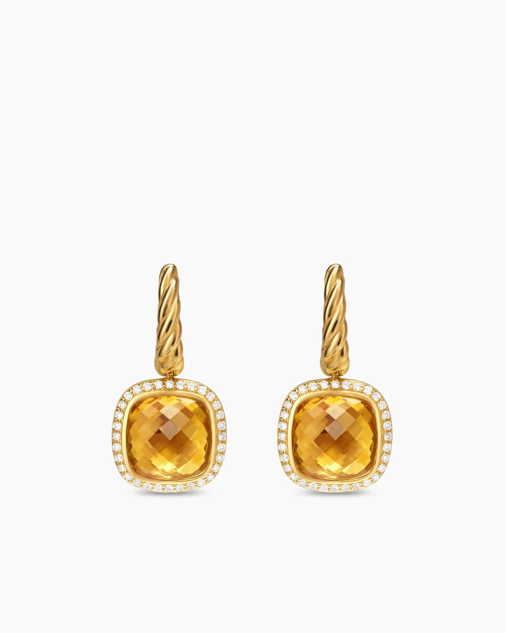 ALBION® DROP EARRINGS 18K Yellow Gold with Citrine and Diamonds, 10mm