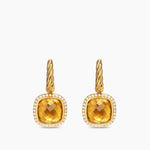 ALBION® DROP EARRINGS 18K Yellow Gold with Citrine and Diamonds, 10mm