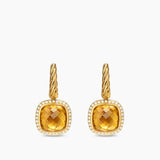 ALBION® DROP EARRINGS 18K Yellow Gold with Citrine and Diamonds, 10mm