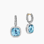 ALBION® DROP EARRINGS Sterling Silver with Blue Topaz and Diamonds, 10mm