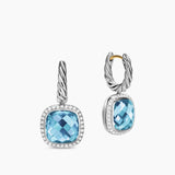 ALBION® DROP EARRINGS Sterling Silver with Blue Topaz and Diamonds, 10mm