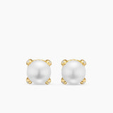 PEARL CLASSICS STUD EARRINGS 18K Yellow Gold and Diamonds, 6.6mm