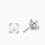 Pearl Classics Stud Earrings Sterling Silver and Diamonds, 6.6mm