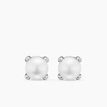 Pearl Classics Stud Earrings Sterling Silver and Diamonds, 6.6mm