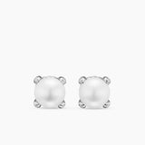 Pearl Classics Stud Earrings Sterling Silver and Diamonds, 6.6mm