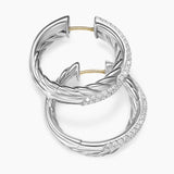 CROSSOVER HOOP EARRINGS Sterling Silver with Diamonds, 22.3mm