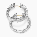 CROSSOVER HOOP EARRINGS Sterling Silver with Diamonds, 22.3mm