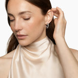 CROSSOVER HOOP EARRINGS Sterling Silver with Diamonds, 22.3mm