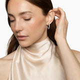 CROSSOVER HOOP EARRINGS Sterling Silver with Diamonds, 22.3mm