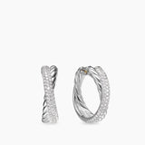 CROSSOVER HOOP EARRINGS Sterling Silver with Diamonds, 22.3mm
