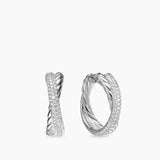 CROSSOVER HOOP EARRINGS Sterling Silver with Diamonds, 22.3mm