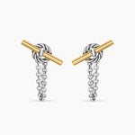 DY Mercer® Petite Toggle Chain Stud Earrings Sterling Silver with 18K Yellow Gold, 38.2mm
