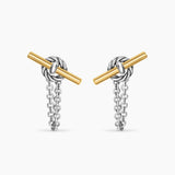 DY Mercer® Petite Toggle Chain Stud Earrings Sterling Silver with 18K Yellow Gold, 38.2mm