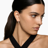 Petite Cable Huggie Drop Earrings Sterling Silver with 14K Yellow Gold and Diamonds, 17.5mm