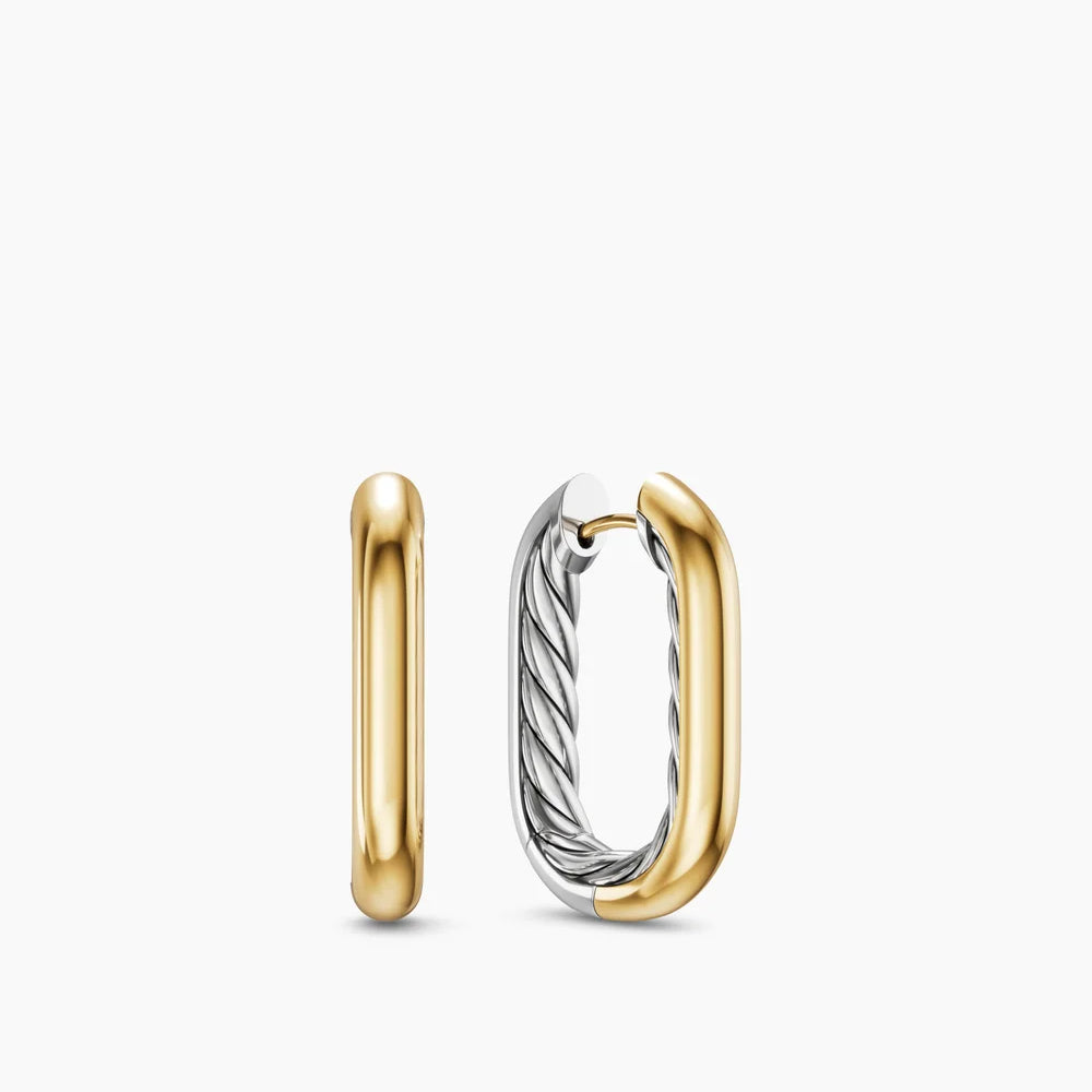 DY MADISON® SMOOTH HOOP EARRINGS Sterling Silver with 14K Yellow Gold, 24.3mm
