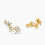 Starburst Full Pavé Climber Earrings 18K Yellow Gold with Diamonds, 26.9mm