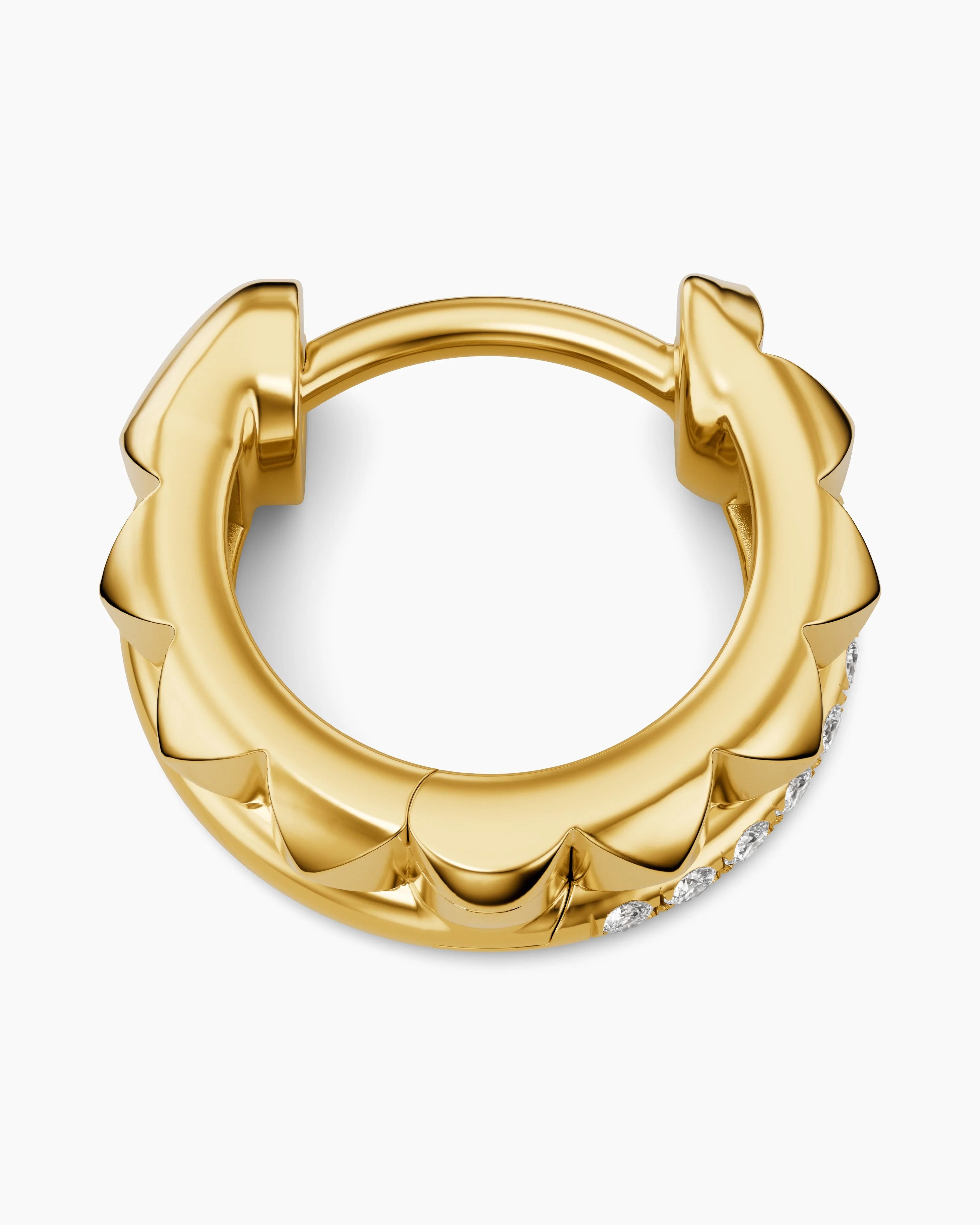 PETITE PAVÉ TWO ROW HOOP EARRINGS 18K Yellow Gold with Diamonds, 11.2mm