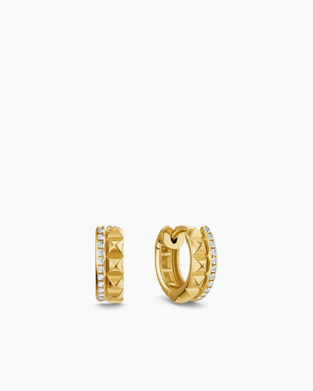PETITE PAVÉ TWO ROW HOOP EARRINGS 18K Yellow Gold with Diamonds, 11.2mm