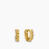 PETITE PAVÉ TWO ROW HOOP EARRINGS 18K Yellow Gold with Diamonds, 11.2mm