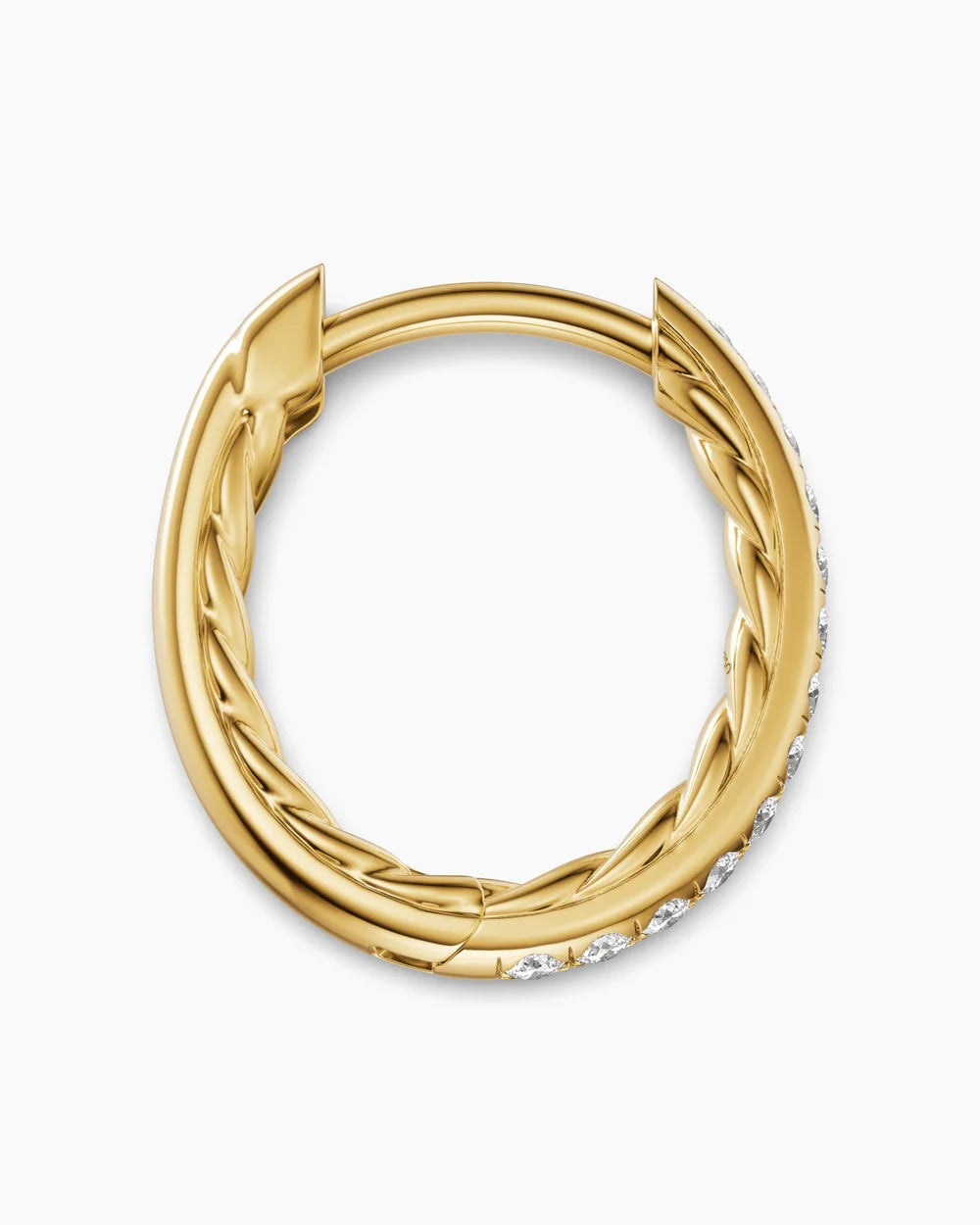 PETITE PAVÉ HOOP EARRINGS 18K Yellow Gold with Diamonds, 12.7mm