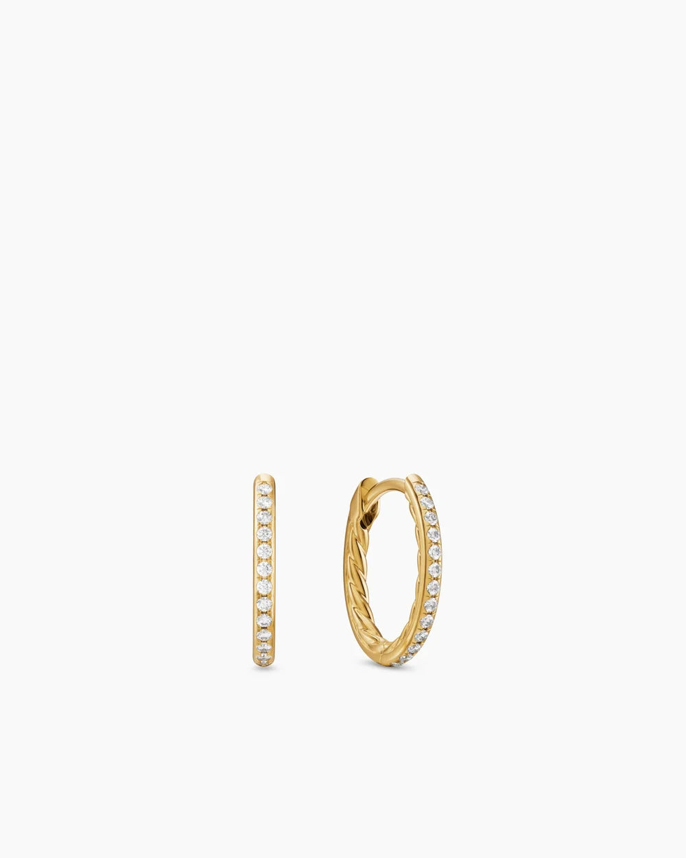 PETITE PAVÉ HOOP EARRINGS 18K Yellow Gold with Diamonds, 12.7mm