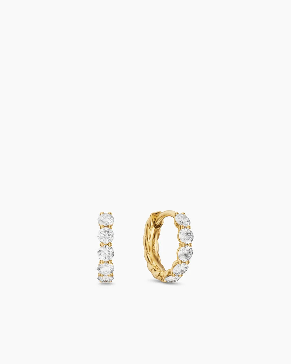 PETITE PAVÉ HOOP EARRINGS 18K Yellow Gold with Diamonds, 10.2mm