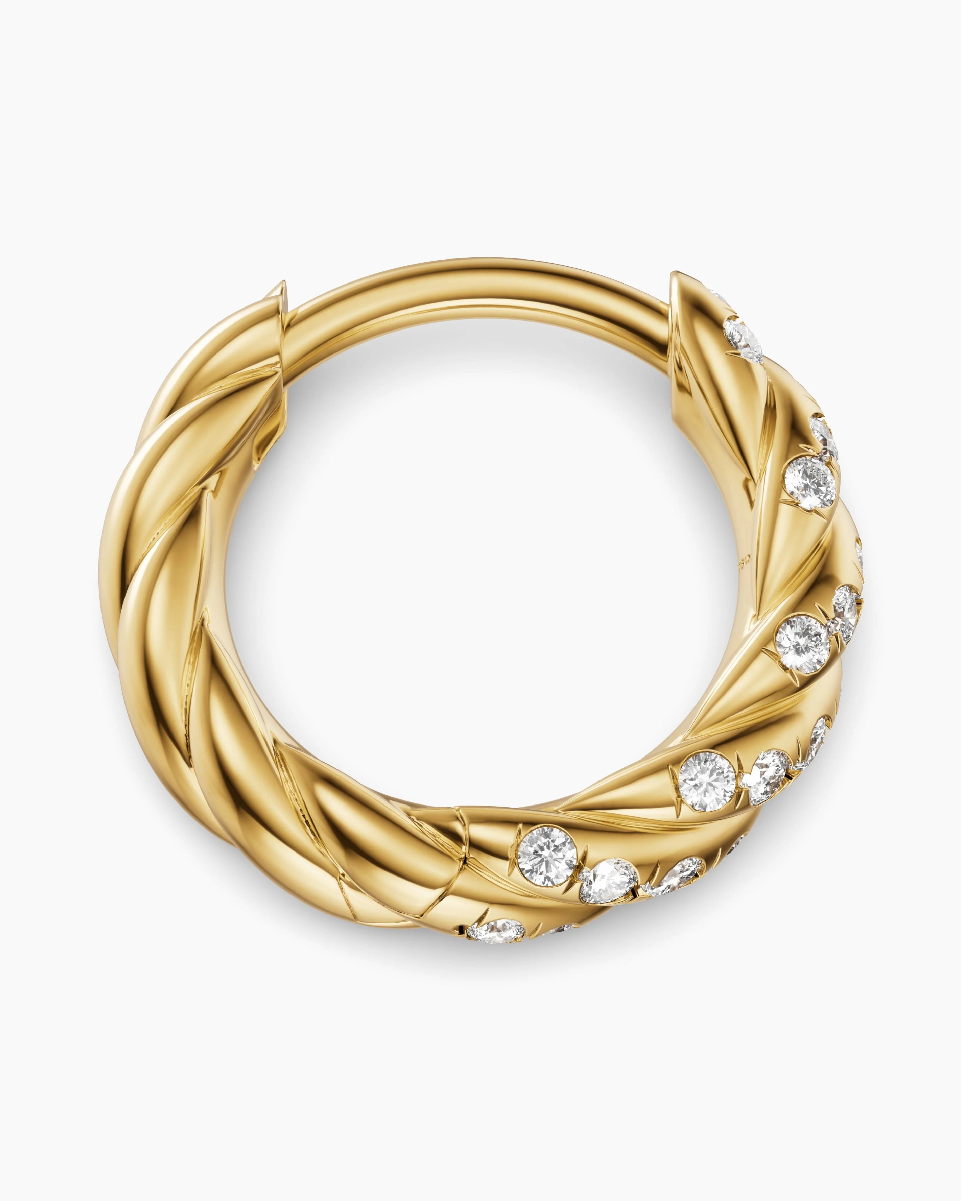PETITE PAVÉ HOOP EARRINGS 18K Yellow Gold with Diamonds, 10mm