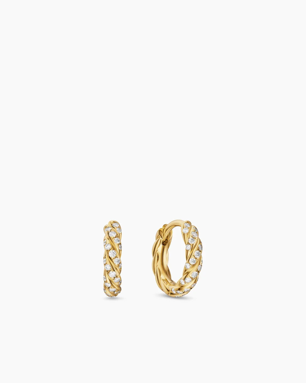PETITE PAVÉ HOOP EARRINGS 18K Yellow Gold with Diamonds, 10mm