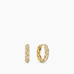PETITE PAVÉ HOOP EARRINGS 18K Yellow Gold with Diamonds, 10mm