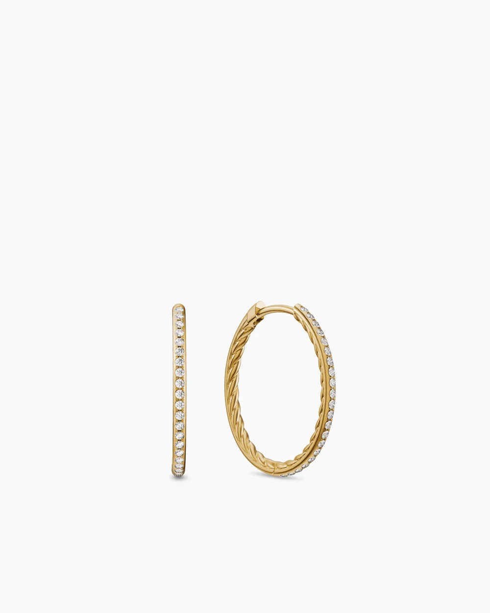 PETITE PAVÉ HOOP EARRINGS 18K Yellow Gold with Diamonds, 19.3mm