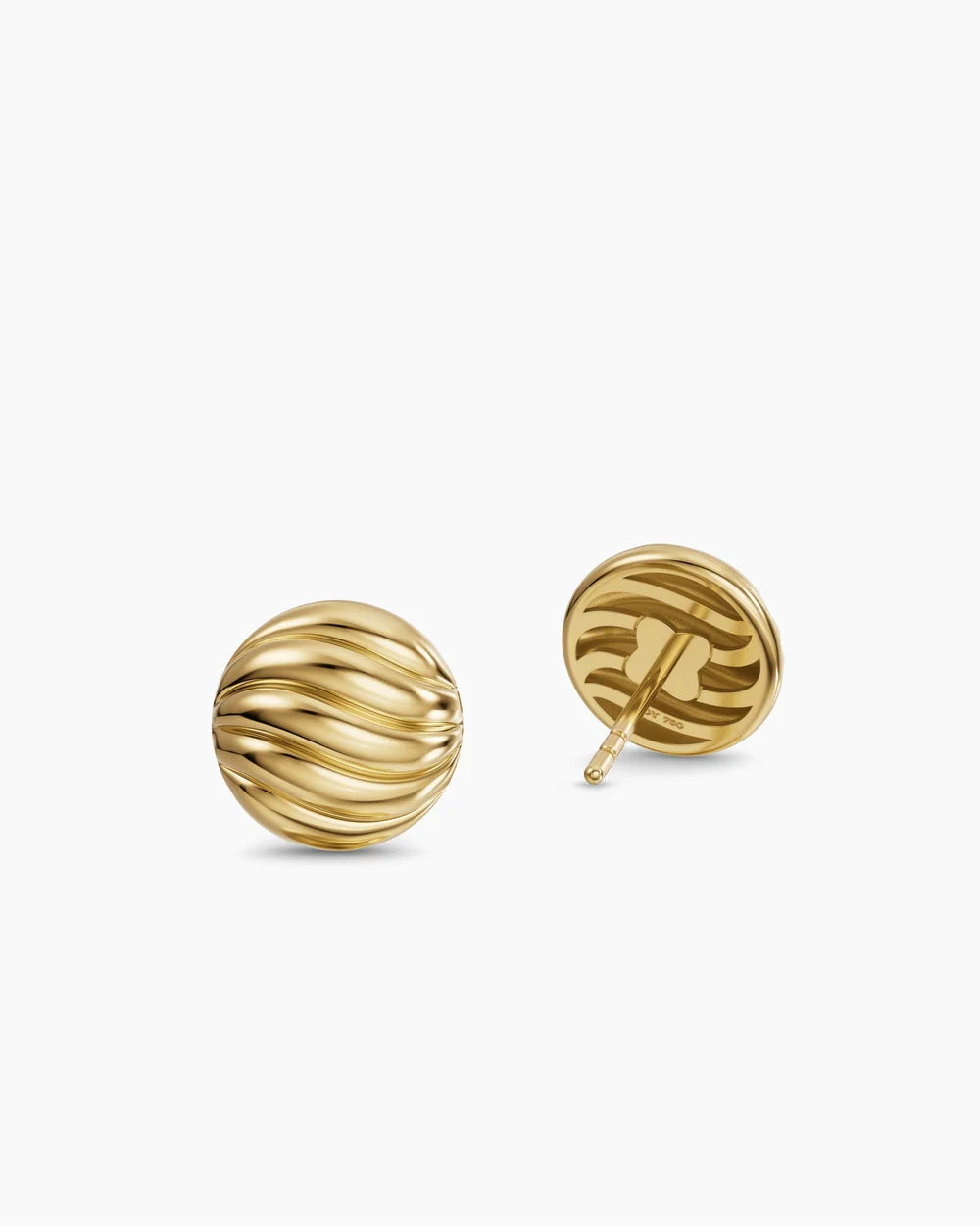 SCULPTED CABLE STUD EARRINGS 18K Yellow Gold, 9mm