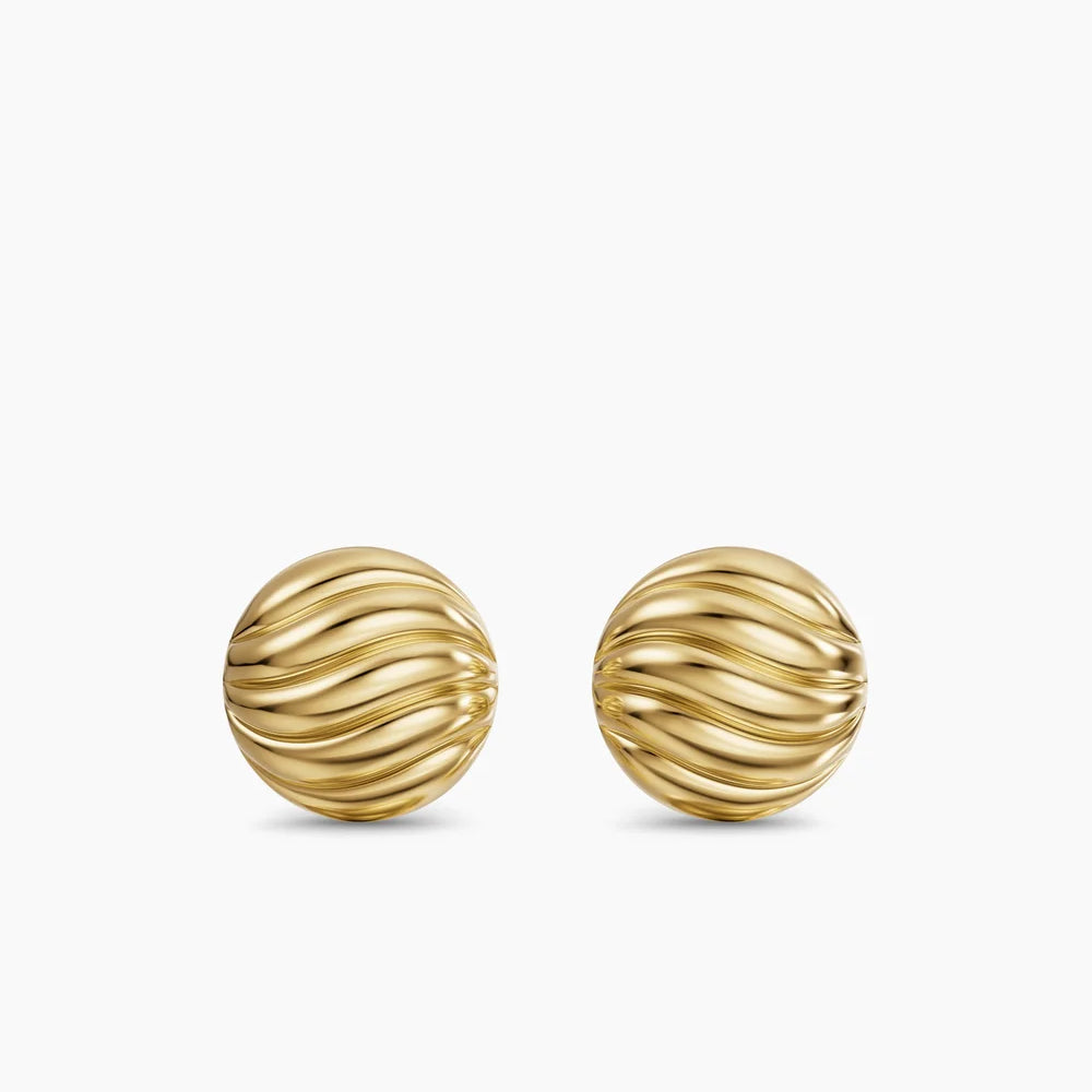 SCULPTED CABLE STUD EARRINGS 18K Yellow Gold, 9mm