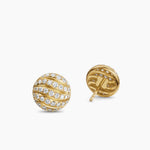 SCULPTED CABLE STUD EARRINGS 18K Yellow Gold with Diamonds, 9mm